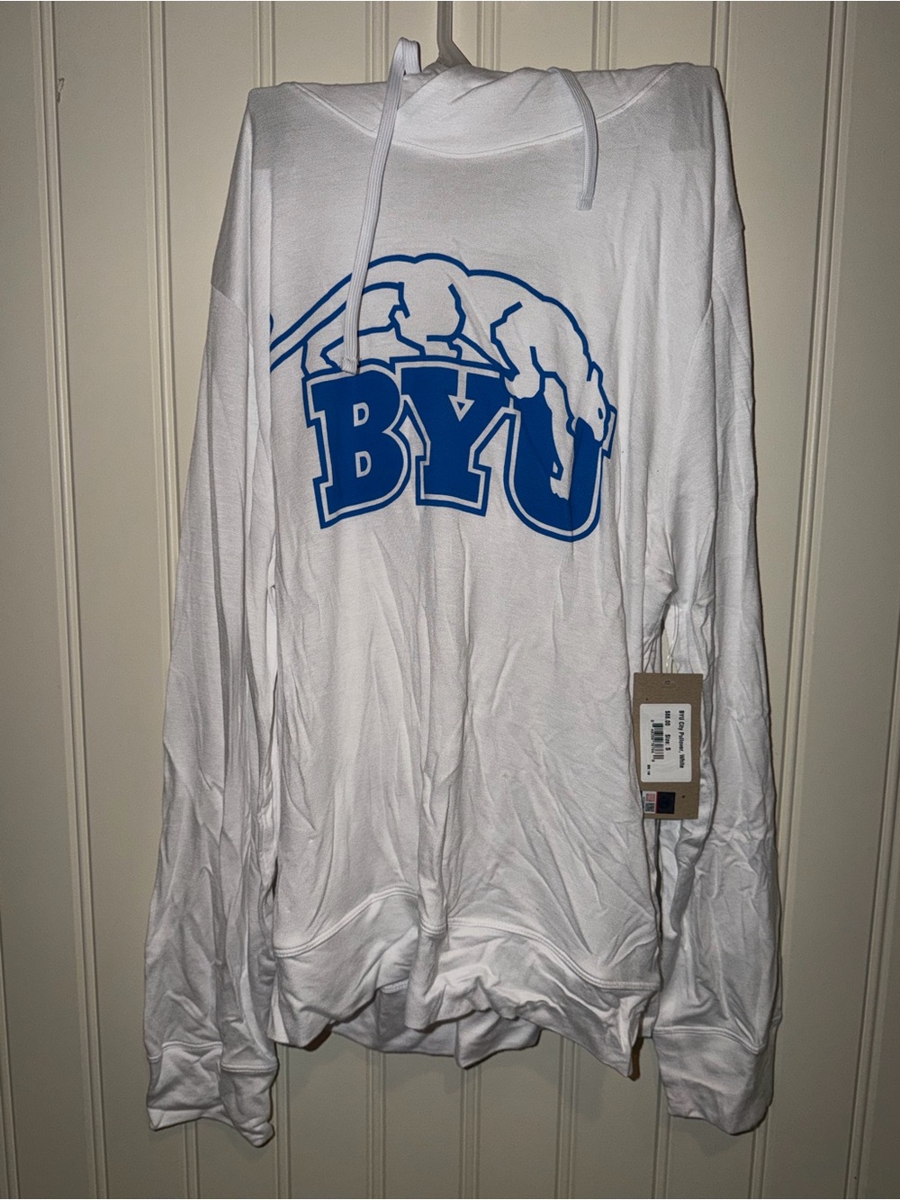 Albion White Hoodie with Blue BYU Logo